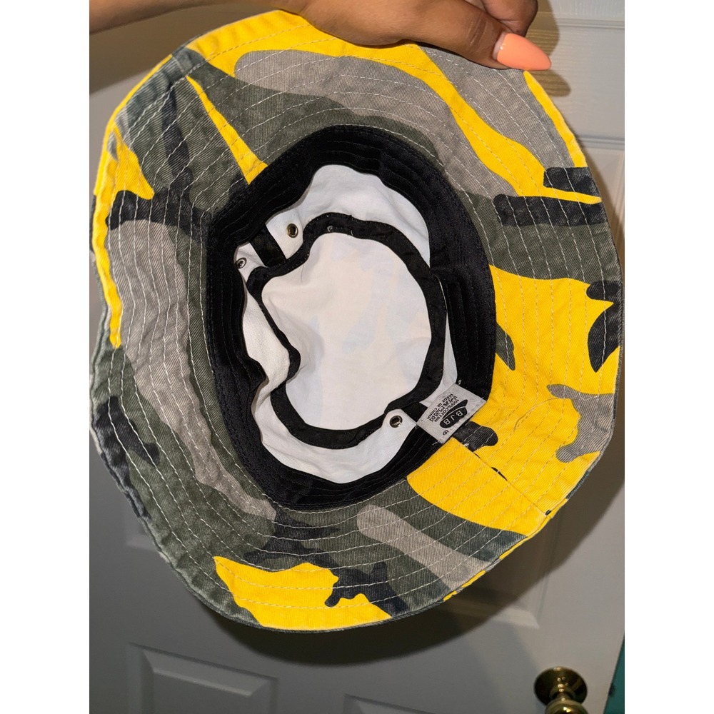 BJB Yellow Camo Bucket Hat Cotton Streetwear Sun Cap Camouflage Grey Green - Picture 4 of 6